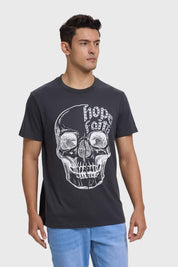 Polera Hombre Print Skull Marengo