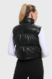 Parka Mujer Efecto Cuero Negro