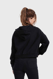 Polerón Mujer Hoodie Crop Negro