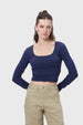 Polera Mujer Escote Cuadrado Azul