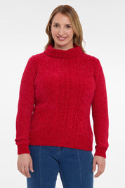 Sweater Mujer Trenzado Rojo