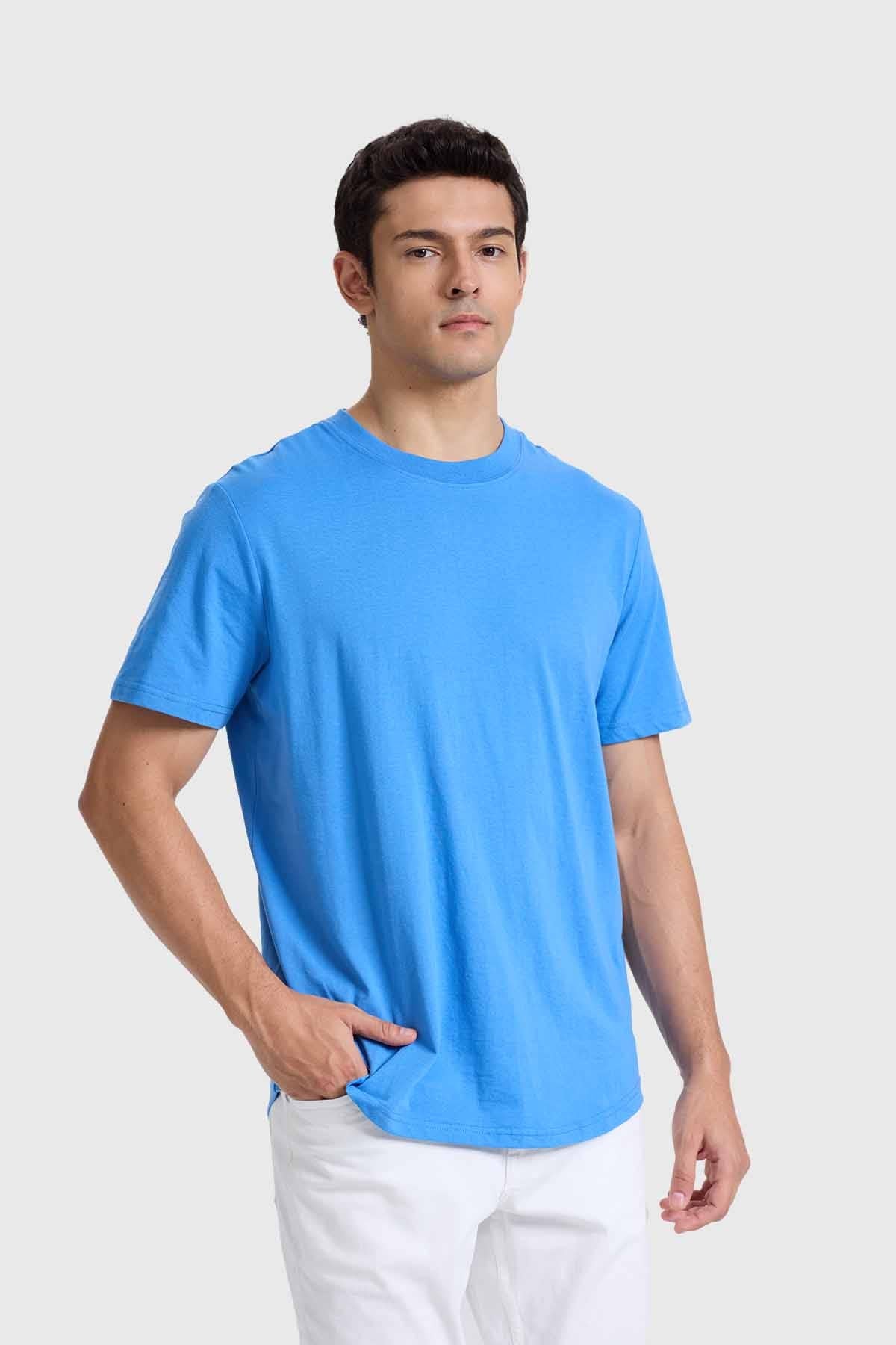 Polera Hombre Long Fit Básica Azul