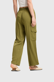Pantalón Mujer Cargo Pretina Elasticada Verde