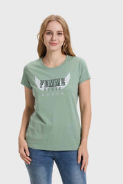 Polera Mujer Básica Print Verde