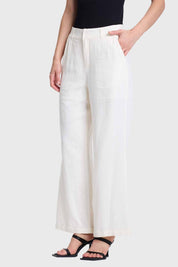 Pantalón Mujer Lino Sastrero Dobladillo Crudo