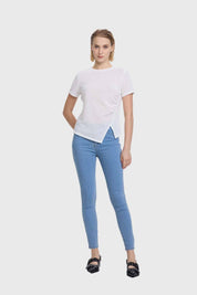 Polera Mujer Abertura Ostado Blanco