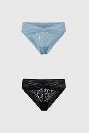 Calzón Mujer Bikini Bipack Detalle Pretina Negro