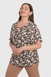 Blusa Mujer Estampada Negro