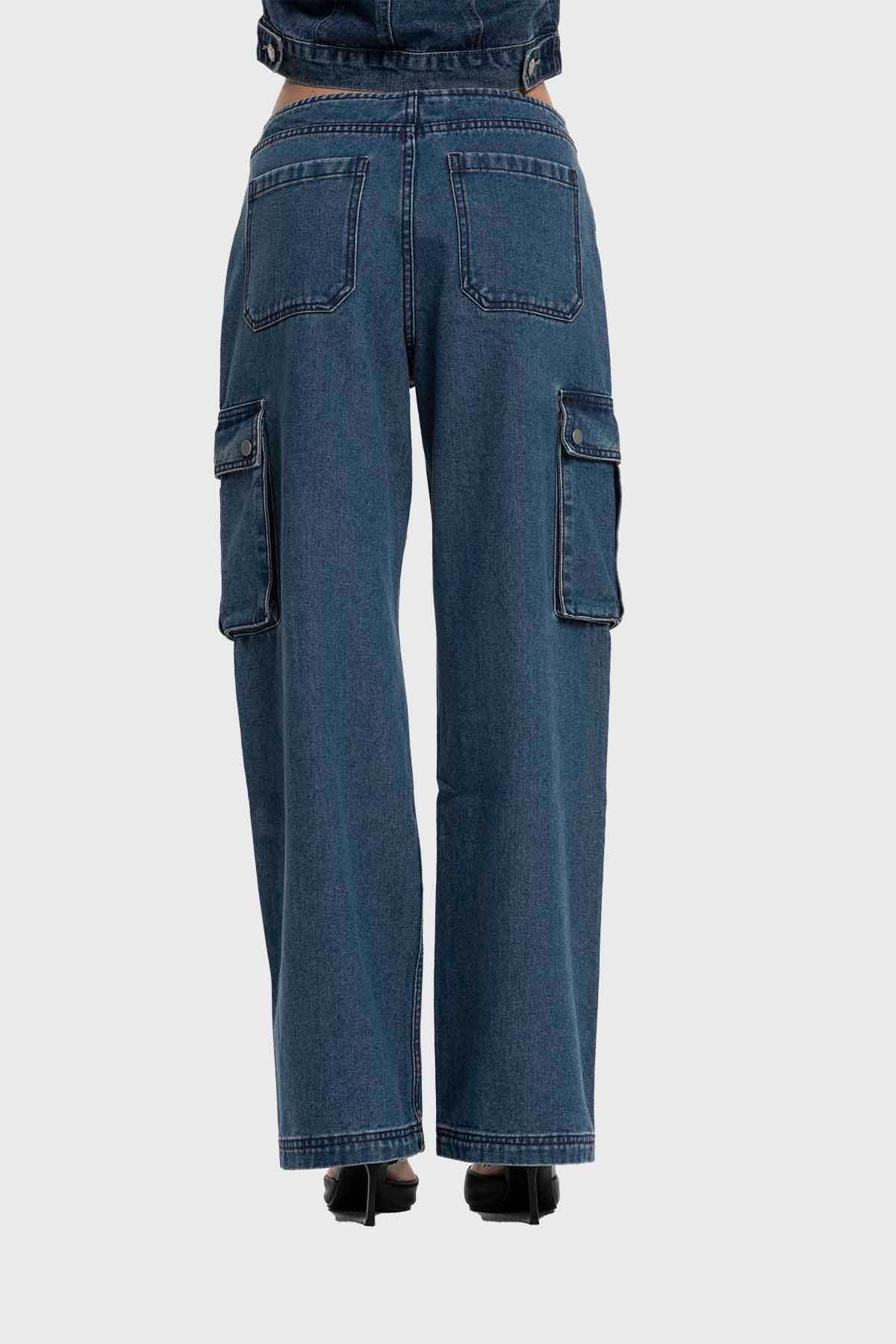 Jeans Mujer Recto Tiro Medio Azul Medio