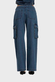 Jeans Mujer Recto Tiro Medio Azul Medio