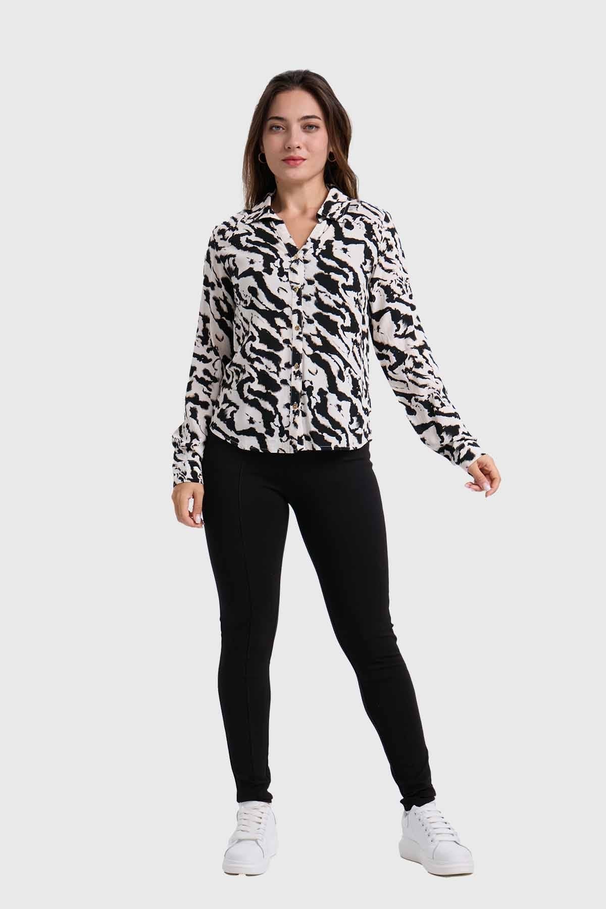 Blusa Mujer Abotonada Arena