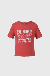 Polera Niña Rib Print Posicionsicion Coral