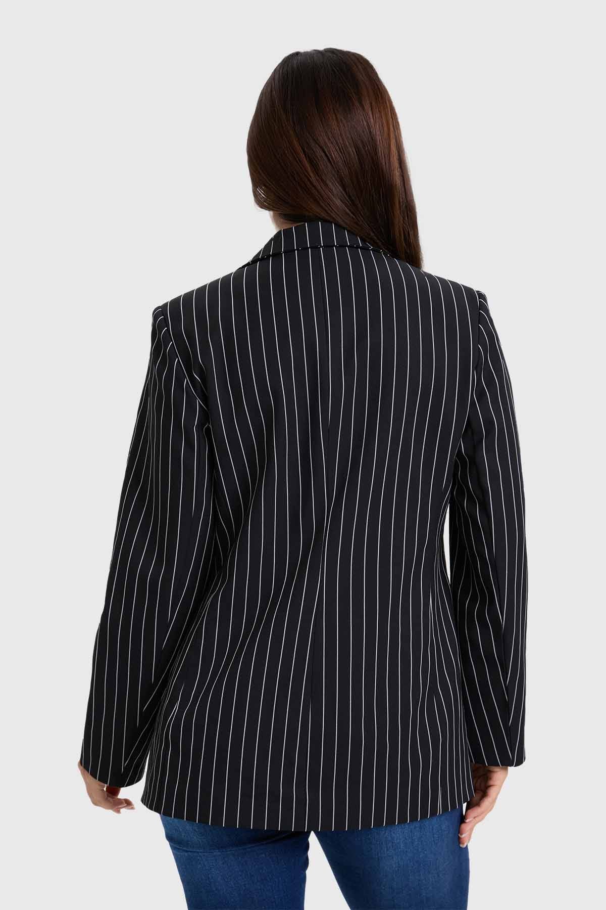 Blazer Mujer Raya Diplomática Negro