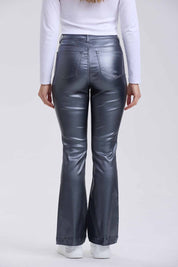 Jeans Mujer Flare Engomado Gris