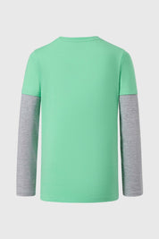 POLERA NIÑO DOBLE MANGA BÁSICA VERDE