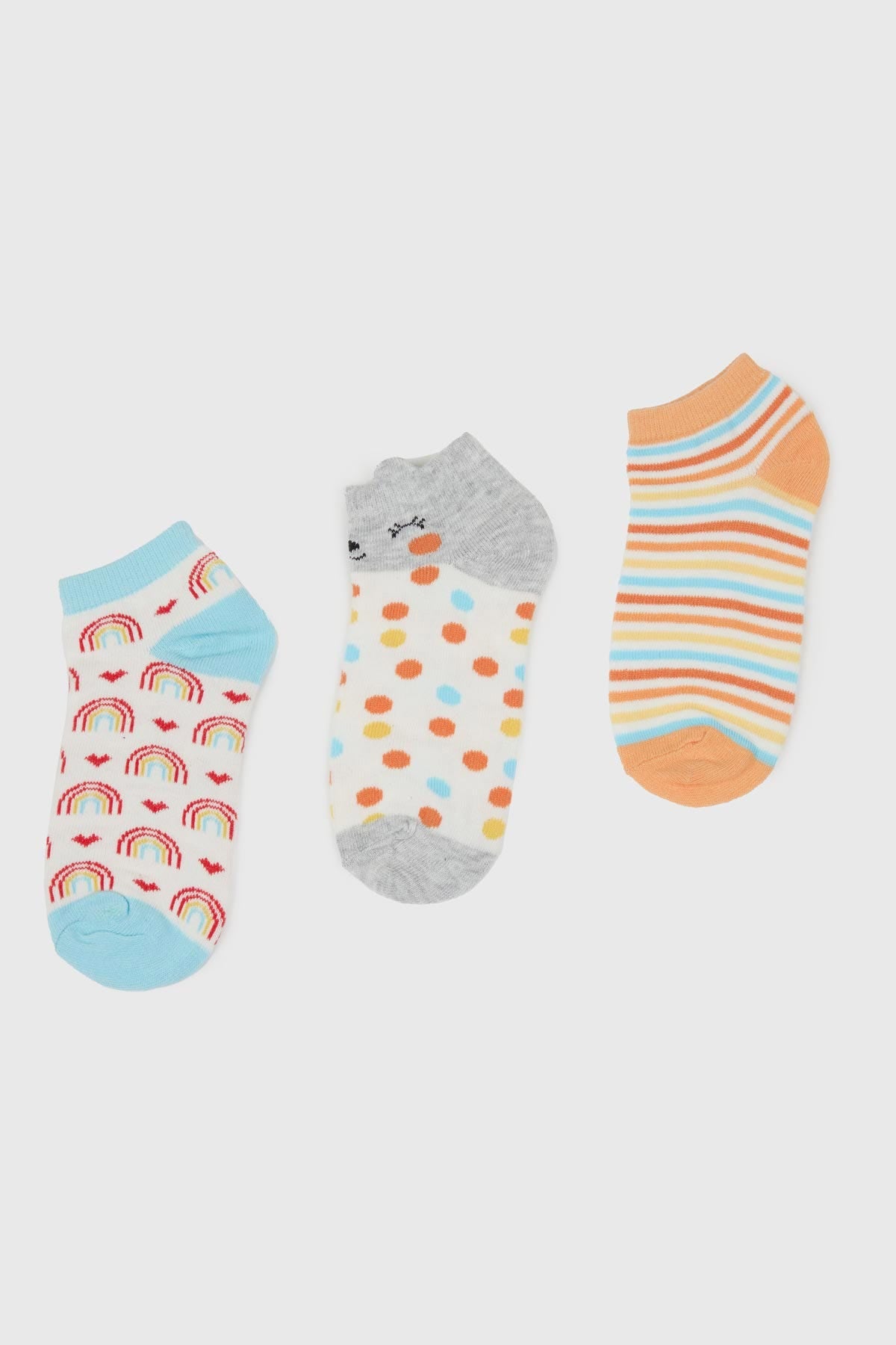 Calceta Niña Tripack Print Salmón