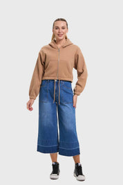 Polerón Mujer Crop Camel