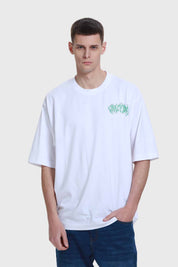 Polera Hombre Doble Print Texto Blanco