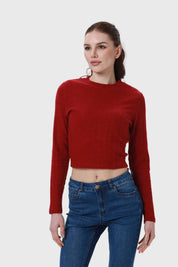Sweater Mujer Detalle Rojo