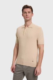 Polera Hombre Textura Linea Beige