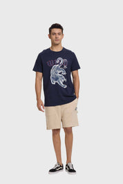 Polera Hombre Print Acid Wash Azul