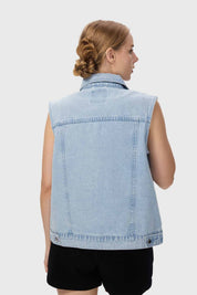 Chaqueta Mujer Denim Con Bolsillo Azul
