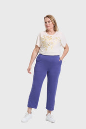 Pantalón Buzo Mujer Detalle Ojetillo Azul