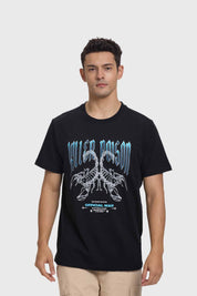 Polera Hombre Print Acid Wash Negro
