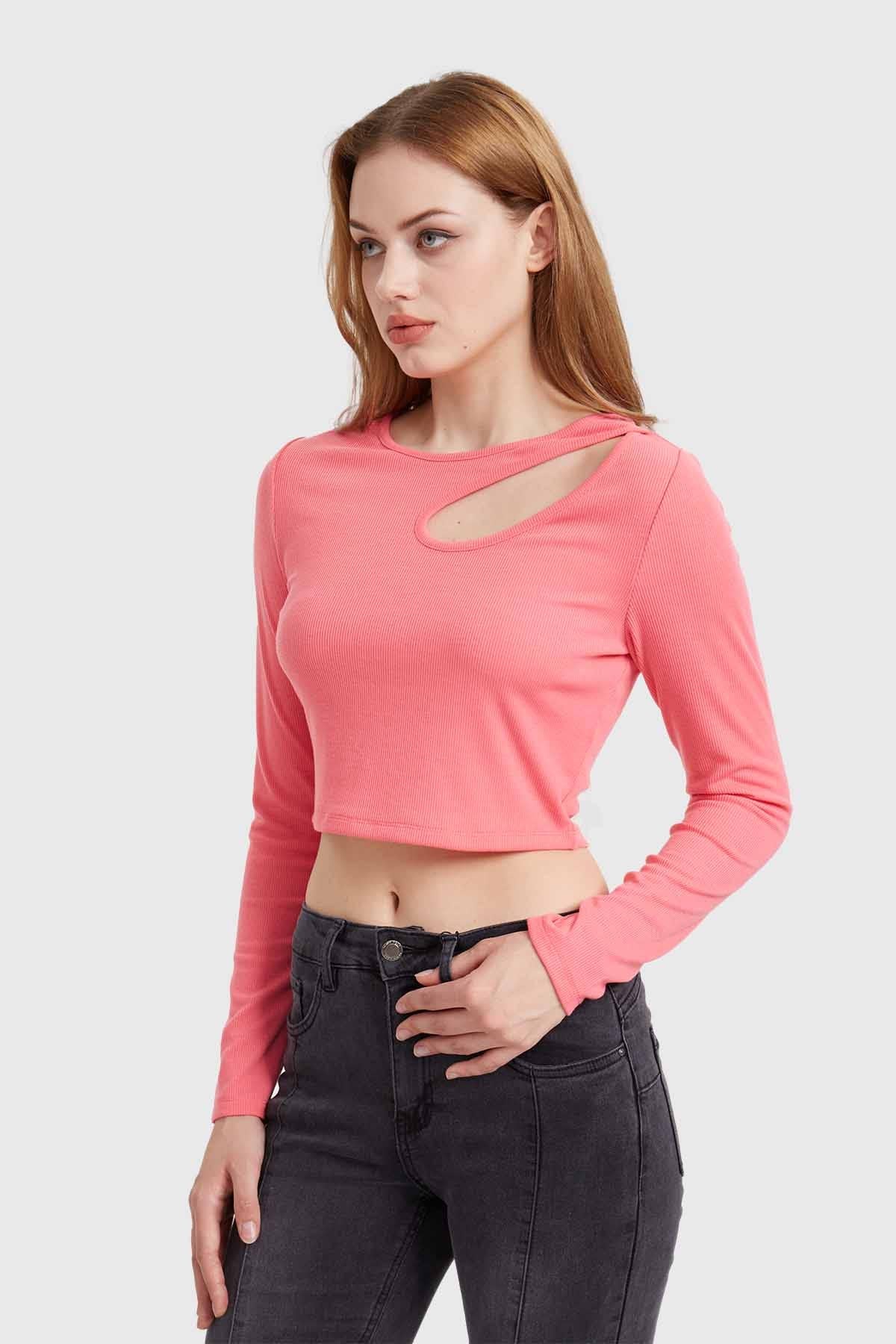 Polera Mujer Cut Out Coral