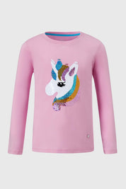 Polera Niña Lentejuelas Rosado