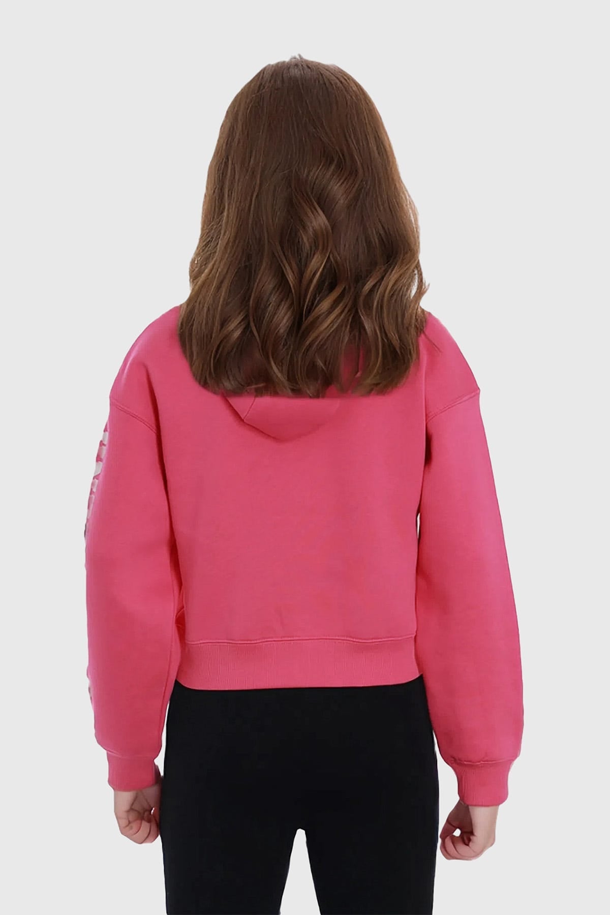 Polerón Niña Crop Con Print Fucsia