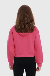 Polerón Niña Crop Con Print Fucsia