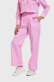 Pantalón Mujer Sastre Strass Pinza Rosado
