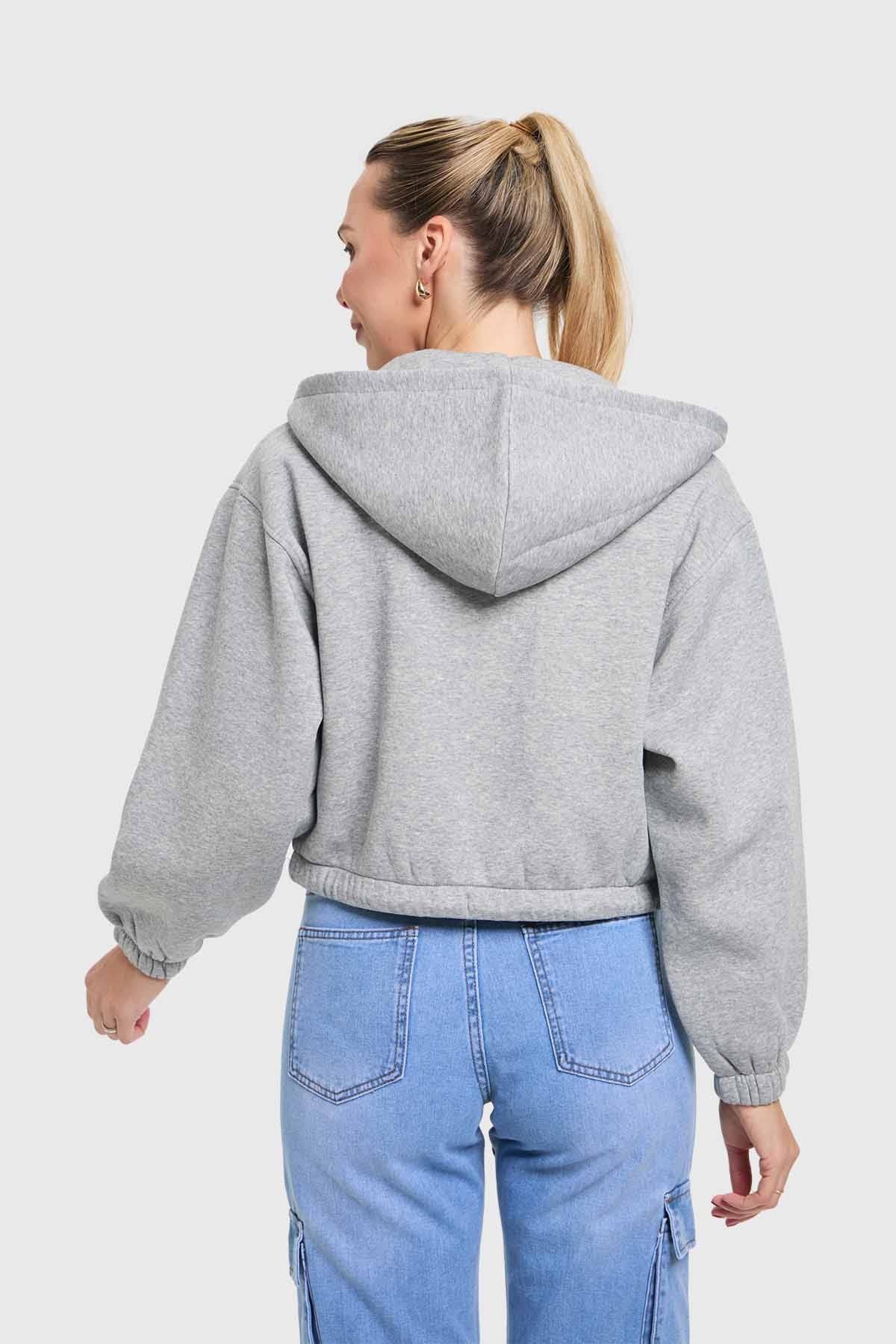 Polerón Mujer Crop Gris