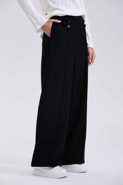 Pantalón Mujer Sastrero Aplicación 3 Botones Negro