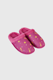 Pantufla Mujer Estampada Fucsia