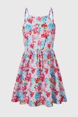 Vestido Niña Lino Print Celeste
