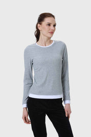 Polera Mujer Aplicación Doble Basta Gris