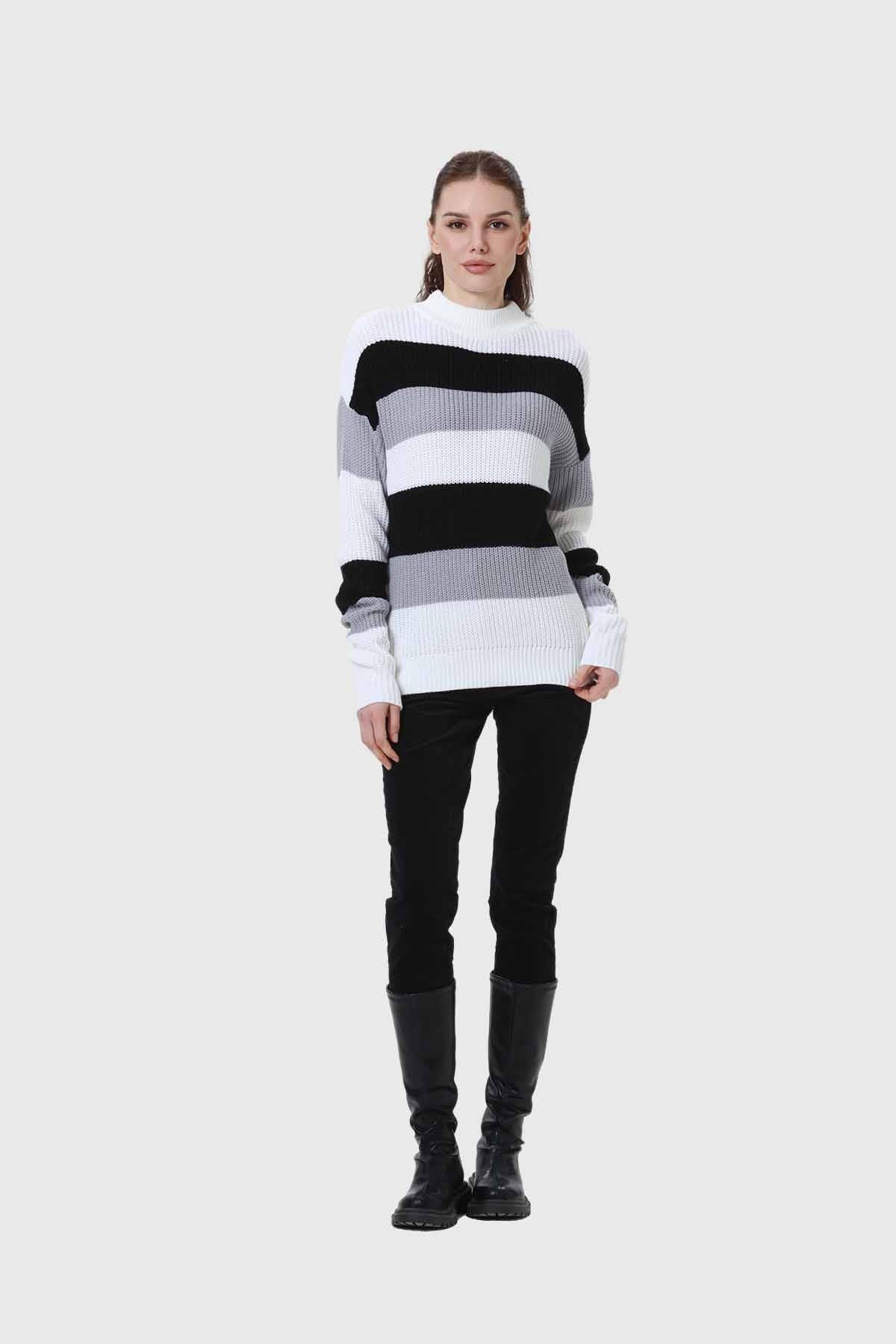 Sweater Mujer Bloques Blanco