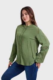 Blusa Mujer Macramé Verde