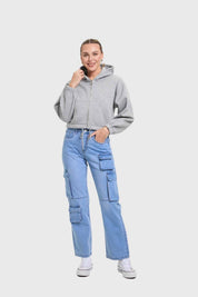 Polerón Mujer Crop Gris