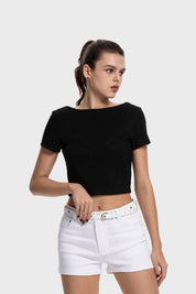 Polera Mujer Textura Sin Espalda Negro