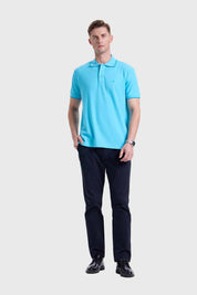 Polera Hombre Piqué Básica Azul