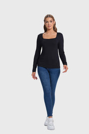 Polera Mujer Escote Cuadrado Negro