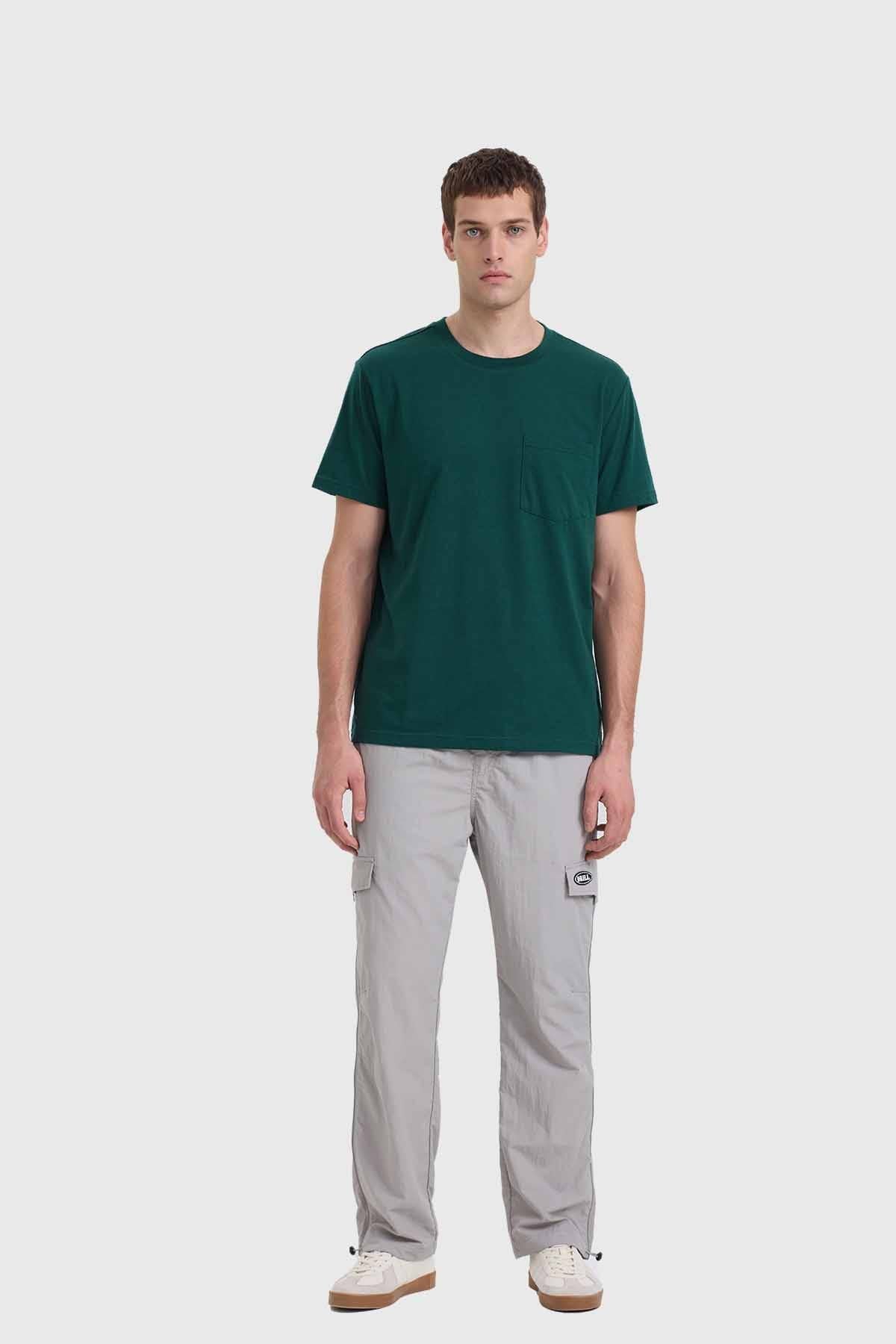 Polera Hombre Básica Con Bolsillo Verde