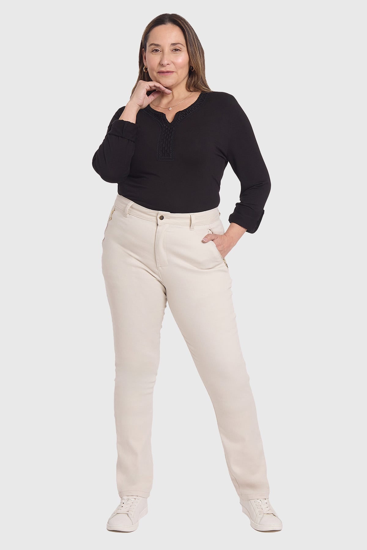 Pantalón Mujer Con Bolsillos Arena