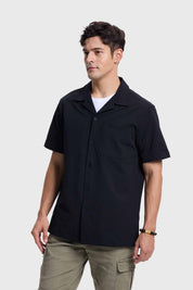 Camisa Hombre Textura Guayabera Negro