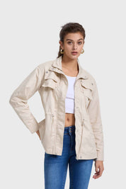 Chaqueta Mujer Aplicación Cintura Crema