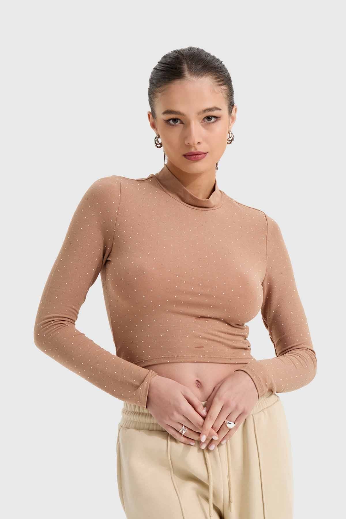 Polera Mujer Glitter Camel