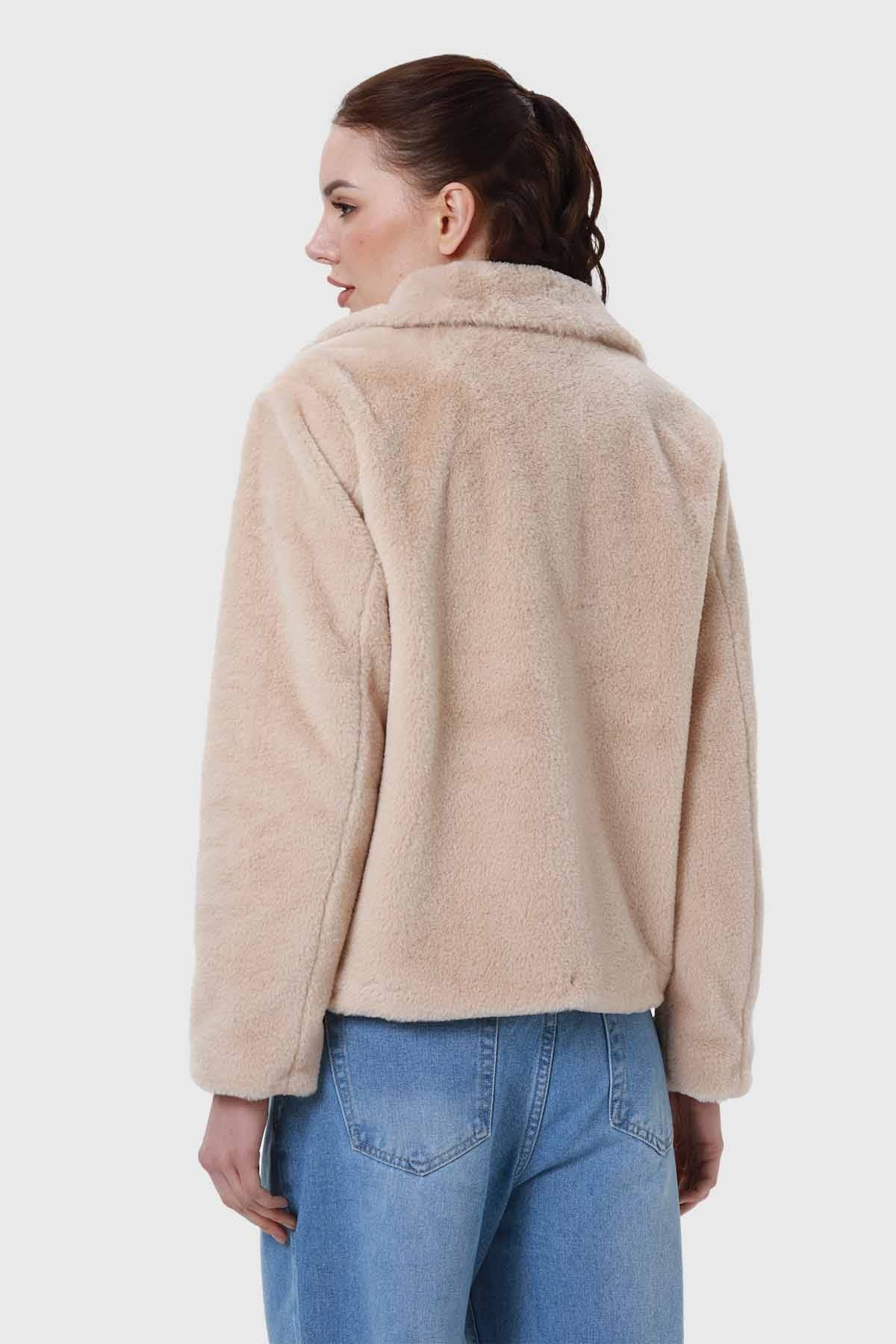 CHAQUETA MUJER PELO SI BEIGE